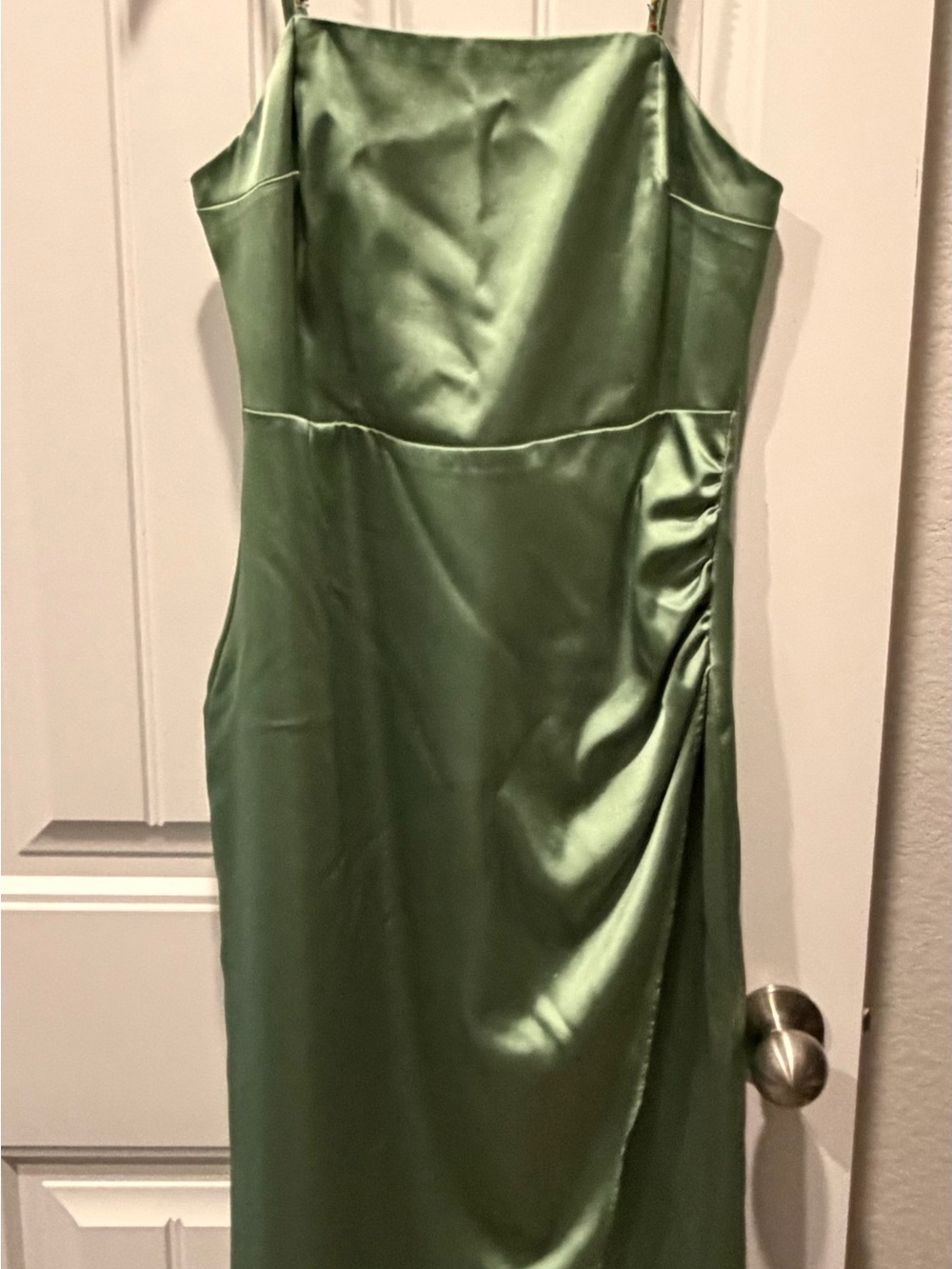 Zara Satin Olive Strapless Slip Dress